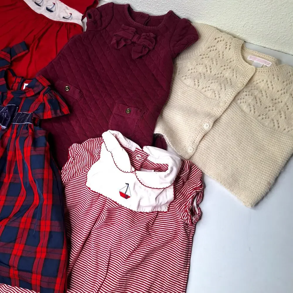 Janie and Jack Baby Lot 6-12m Dresses Plaid Holiday Outfit Sailor Sweater Romper